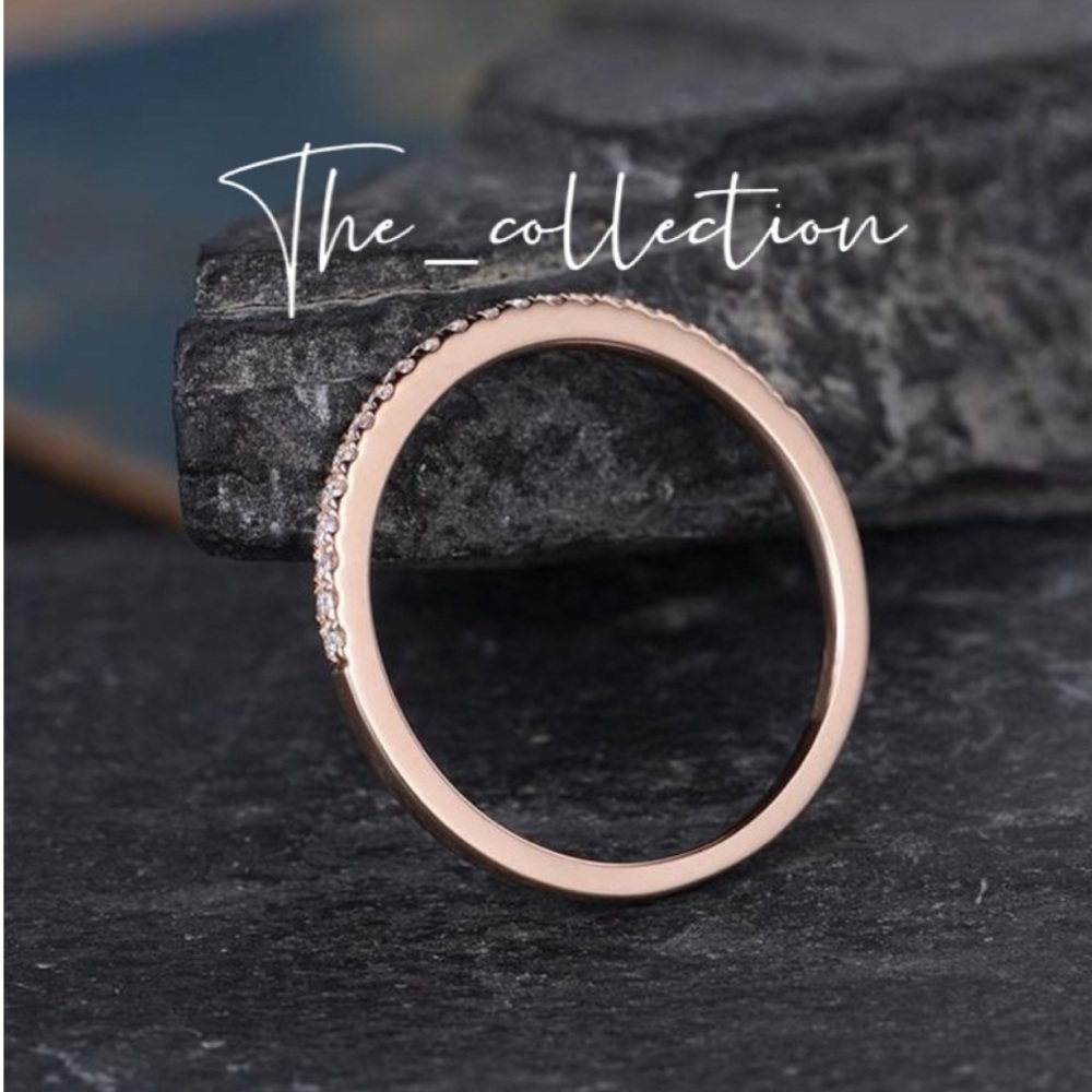 18K ROSE GOLD DIAMOND HALF ETERNITY BAND RING - Picture 3 of 5